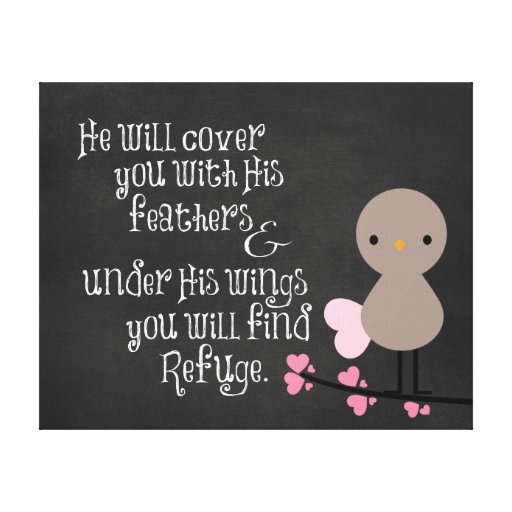 Bible Verse Under His Wings Stretched Canvas Print Zazzle