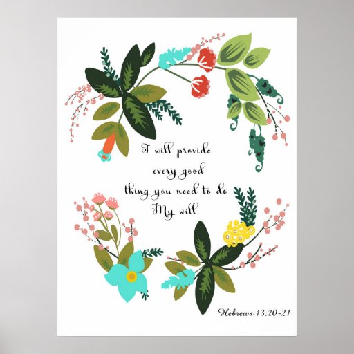 Bible Verses Art Hebrews 13 20 21 Poster Zazzle