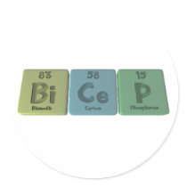 Bicep-Bi-Ce-P-Bismuth-Cerium-Phosphorus Round Stickers