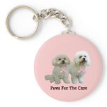 Bichon Breast Cancer Keychain