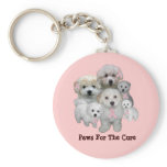 Bichon Breast Cancer Keychain
