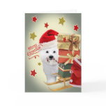Bichon Brings Gifts and Christmas Greetings Greeting Cards