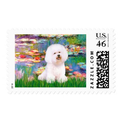 Bichon Frise 1 - Lilies 2 Stamp by masterpiecedogs