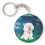 Bichon Frise 1 - Lilies #5 Keychains