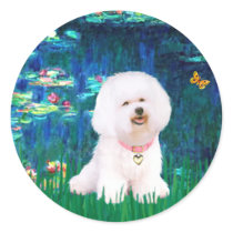 Bichon Frise 1 - Lilies #5 Round Stickers