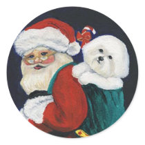 Bichon Frise and Santa Claus Art Sticker by CharlottesWebArt Bichon Frise and Santa Claus Art Sticker