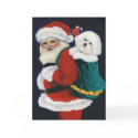 "Bichon Frise and Santa" Dog Art Christmas Card by CharlottesWebArt "Bichon Frise and Santa" Dog Art Christmas Card