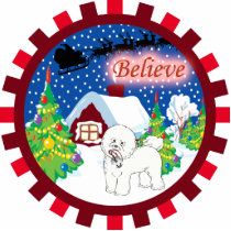 bichon frise believe in santa ornament photo sculptures