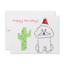 Bichon Frise Cactus Christmas Personalized Announcement