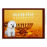 Bichon Frise Chanukah Card Menorah