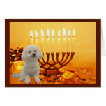 Bichon Frise Chanukah Card Menorah