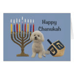 Bichon Frise Chanukah Card Menorah Dreidel