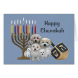Bichon Frise Chanukah Card Menorah Dreidel