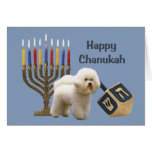 Bichon Frise Chanukah Card Menorah Dreidel