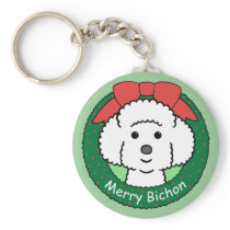 Bichon Frise Christmas Keychain