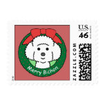 Bichon Frise Christmas Postage Stamps