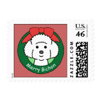 Bichon Frise Christmas Postage Stamps