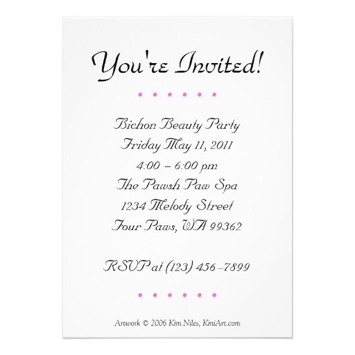 Bichon Frise Custom Invitations