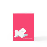 Bichon Frise Custom Note Card in Pink