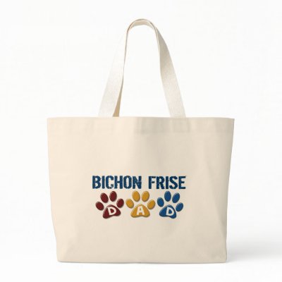 BICHON FRISE DAD Paw Print Canvas Bags by poochloverstuff
