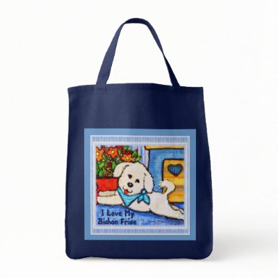 Bichon Frise Dog Lover Tote Bags by jamiecreates1