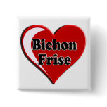 Bichon Frise Dog on Heart for dog lovers Button