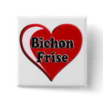 Bichon Frise Dog on Heart for dog lovers Button