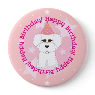 Bichon Frise Happy Birthday Button button