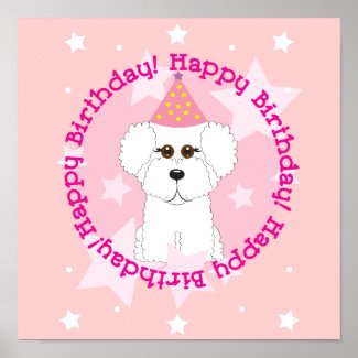 Bichon Frise Happy Birthday Print print