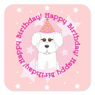 Bichon Frise Happy Birthday Stickers sticker