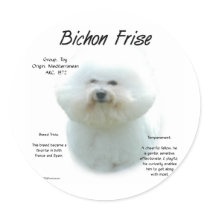 Bichon Frise History Design Round Stickers