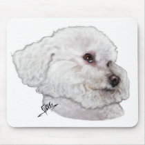 Bichon Frise in Deep Thought mousepads