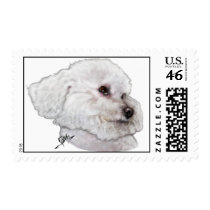 Bichon Frise in Deep Thought Postage Stamp