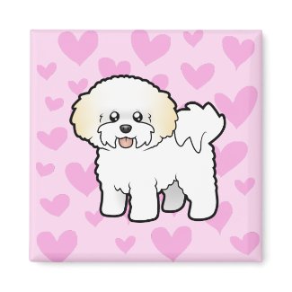 Cartoon Bichon Frise Love Hearts Magnet