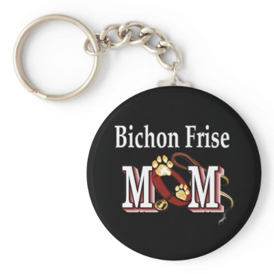 bichon frise mom Keychain by DogsByDezign
