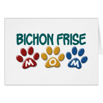 BICHON FRISE MOM Paw Print Greeting Cards