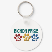 BICHON FRISE MOM Paw Print keychains