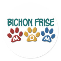 BICHON FRISE MOM Paw Print Stickers