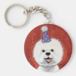 Bichon Frise Party Dog Keychain