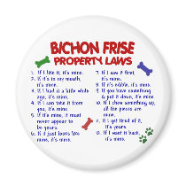 BICHON FRISE Property Laws 2 Fridge Magnets