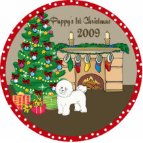 Bichon Frise Puppy's First Christmas Ornament 2009 photo sculptures by freespiritdesigns Bichon Frise Puppy's First Christmas Ornament 2009 photo sculptures