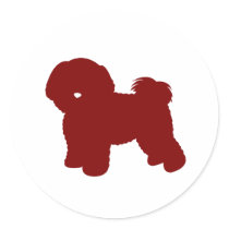 Bichon Frise (Red) Round Sticker