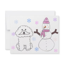 Bichon Frise & Snowman Personalized Invitation