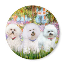 Bichon Frise Trio - Garden (VG) Fridge Magnet