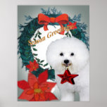 Bichon Season Greetings Art Poster