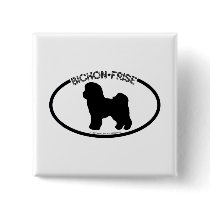 Bichon Silhouette Black Button by dogsilhouettes Bichon Silhouette Black Button