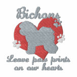 Bichons Leave Paw Prints Pink Embroidered Polo Shirt