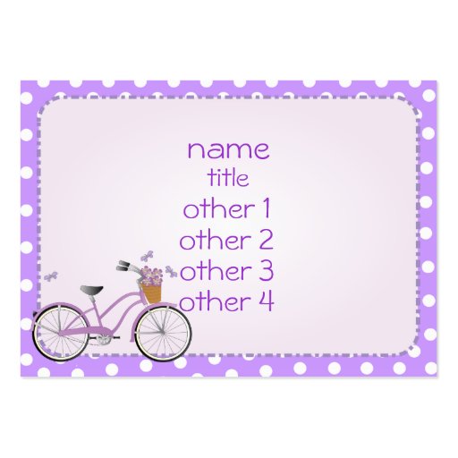 Bicycle and Purple Polka Dots Business Card Templates