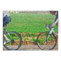 Bicycle Art, 2 Cyclists and Green Background Cards