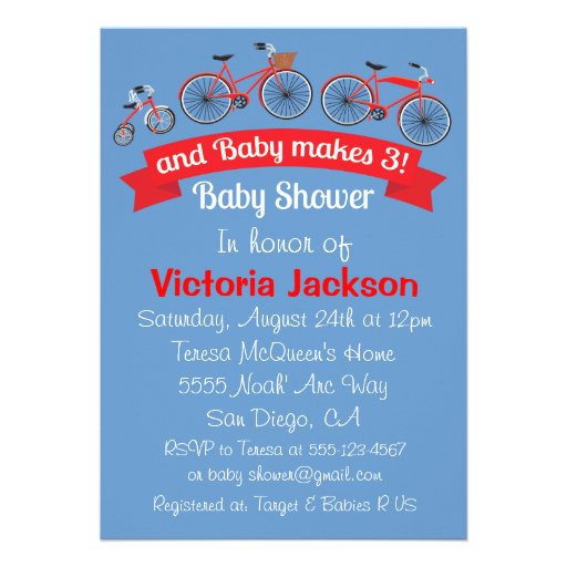 Bicycle Baby Shower Invitation